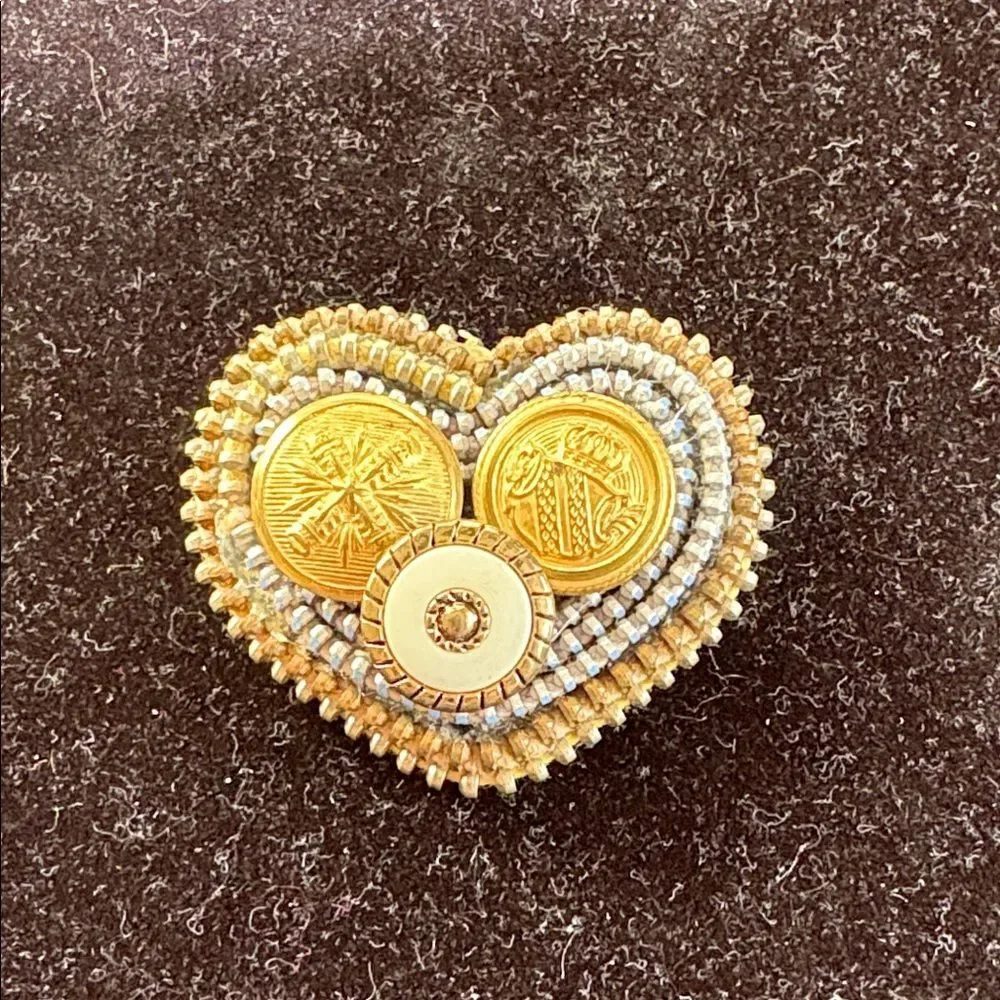 Upcycled Heart Brooch